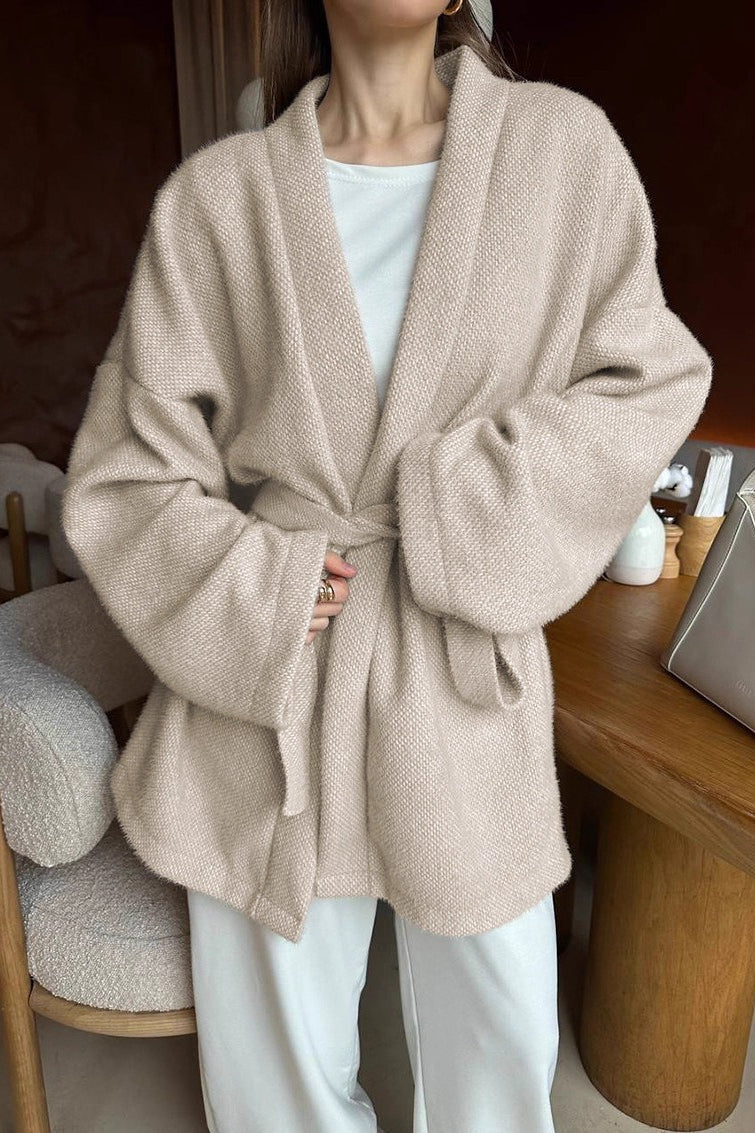Retro Tie-Waist Wool Blend Midi Coat