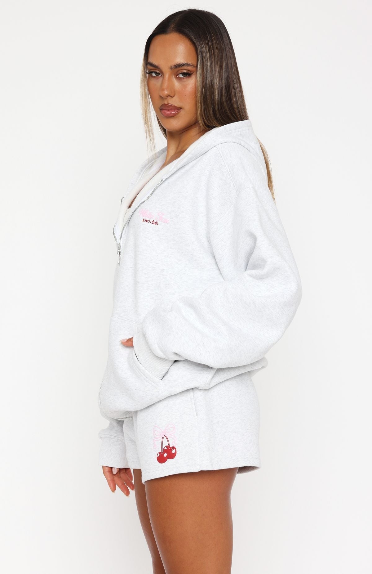 Fell Hard Zip Front Grey Marle Hoodie