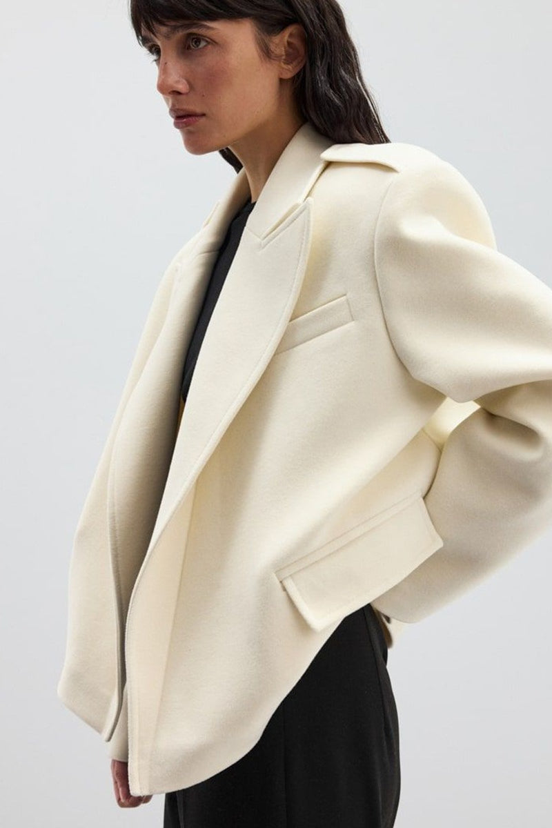 Notch Lapel Epaulet Wool Blend Loose Coat