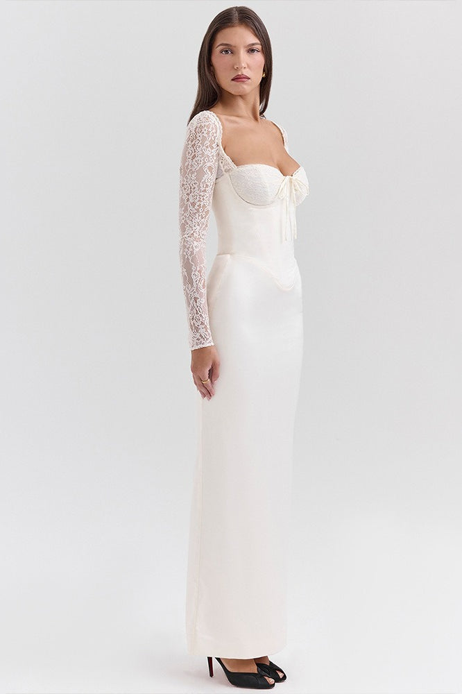 Ribbed Strapless Twist Front Maxi Dress