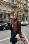Padded Shoulder Plain Coat