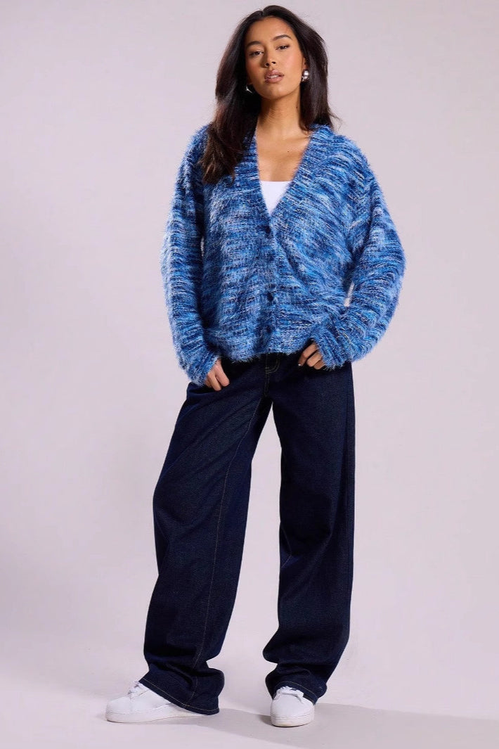 Vibrant Striped V-Neck Relaxed Knit Cardigan