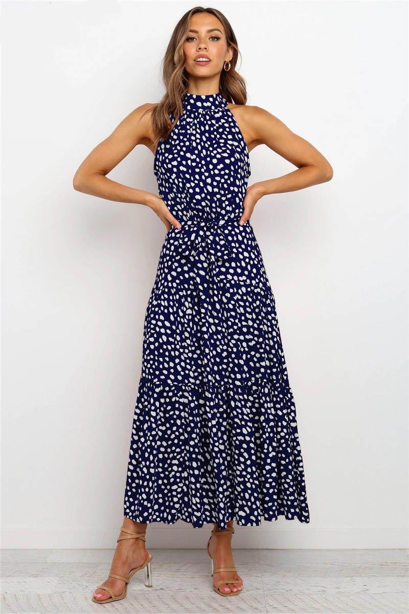 Boho Off Shoulder A-Line Sash Maxi Dress