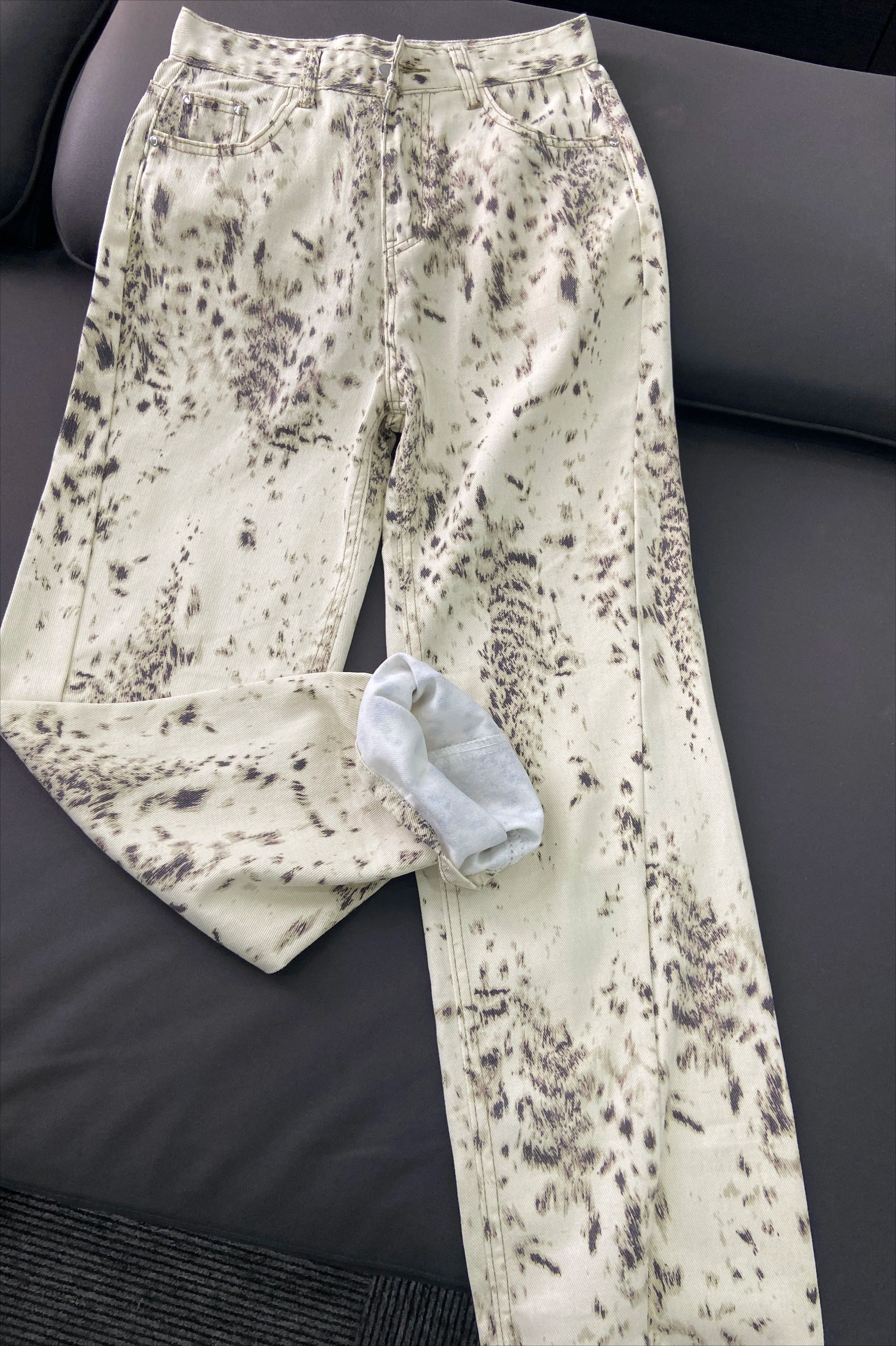 Retro Leopard Straight Baggy Jean