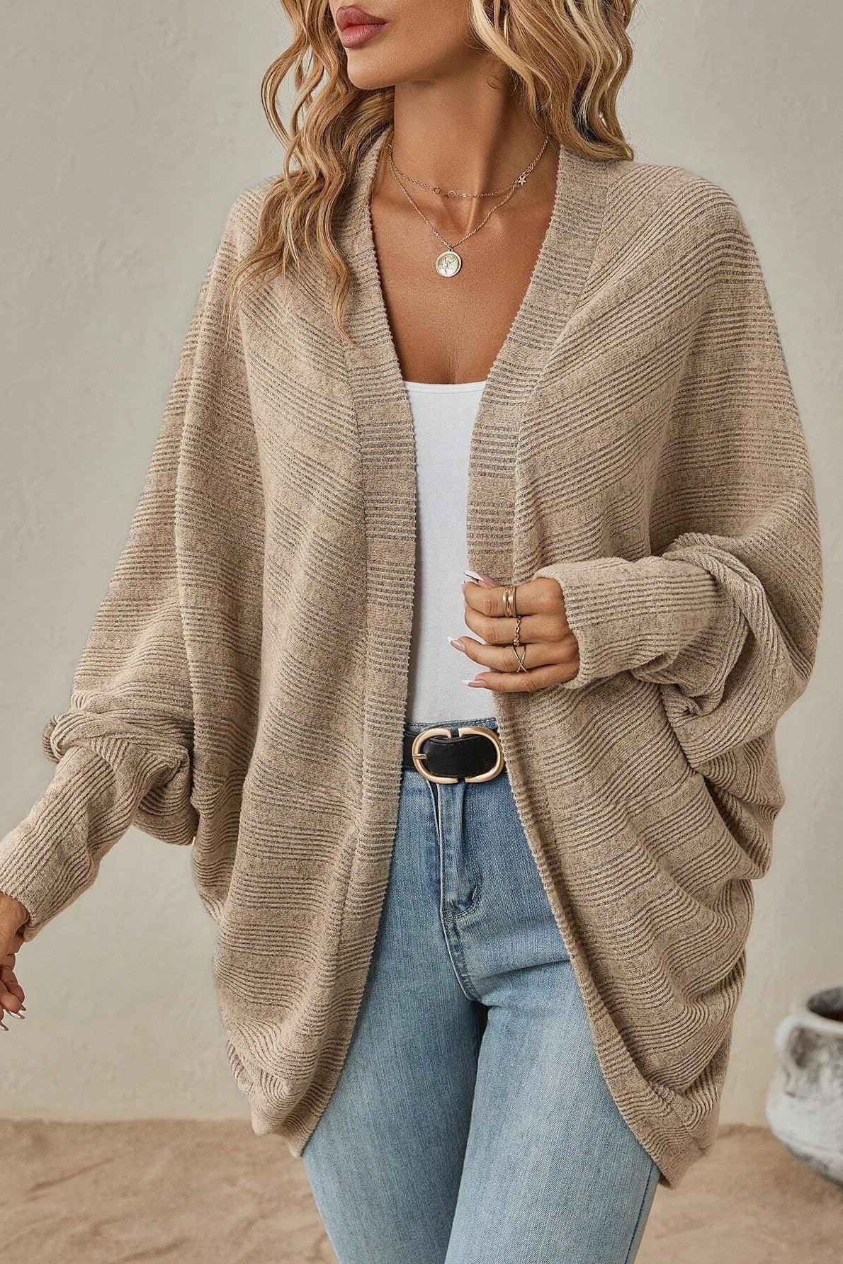 Autumn Winter Plain Midi Knit Cardigan