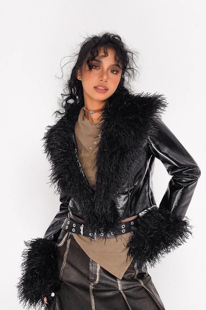 Retro Style Glossy Jacket Coat