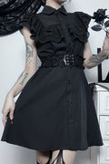 Ruffled Waist Gothic Dress
