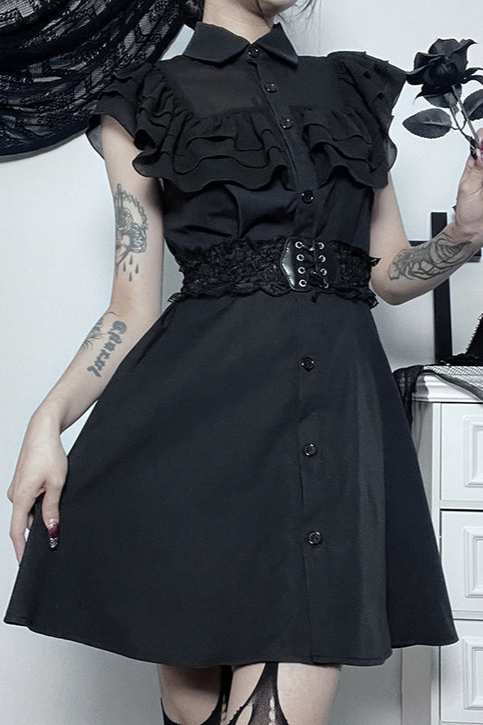 Ruffled Waist Gothic Dress