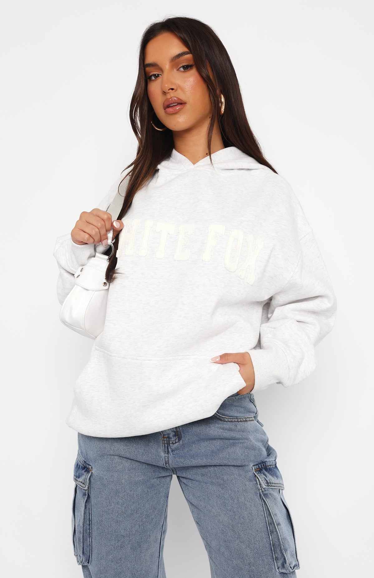 Shout Out Oversized Grey Marle Hoodie