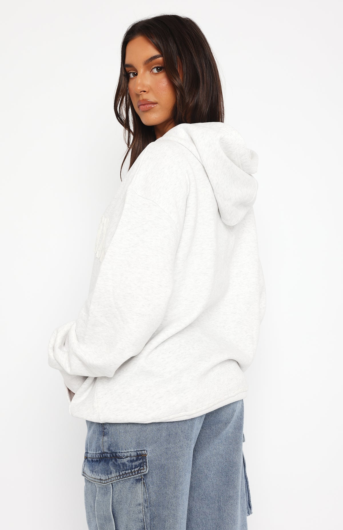 Shout Out Oversized Grey Marle Hoodie
