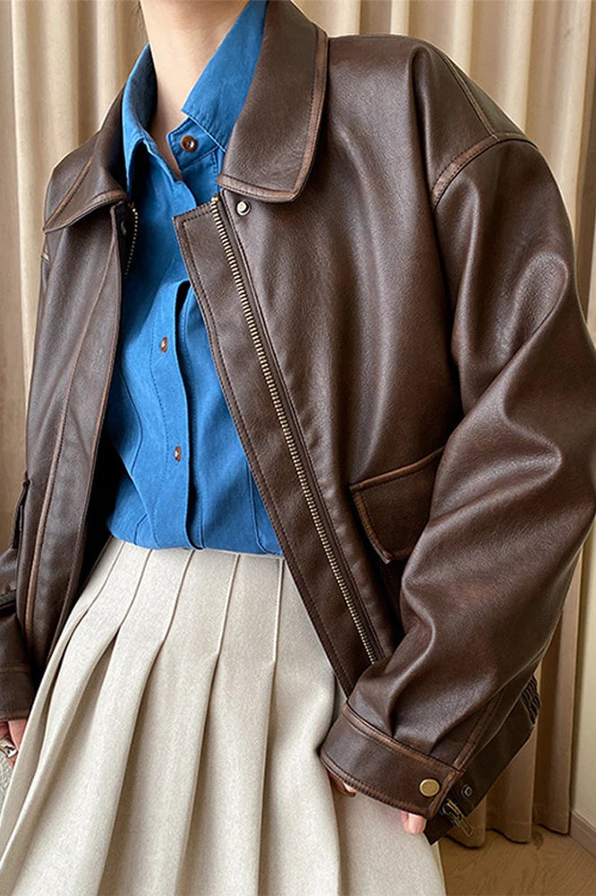Retro Modern Oversized Leather Coat
