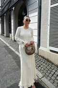 Ruffled Long Sleeve Fitted Maxi Dress