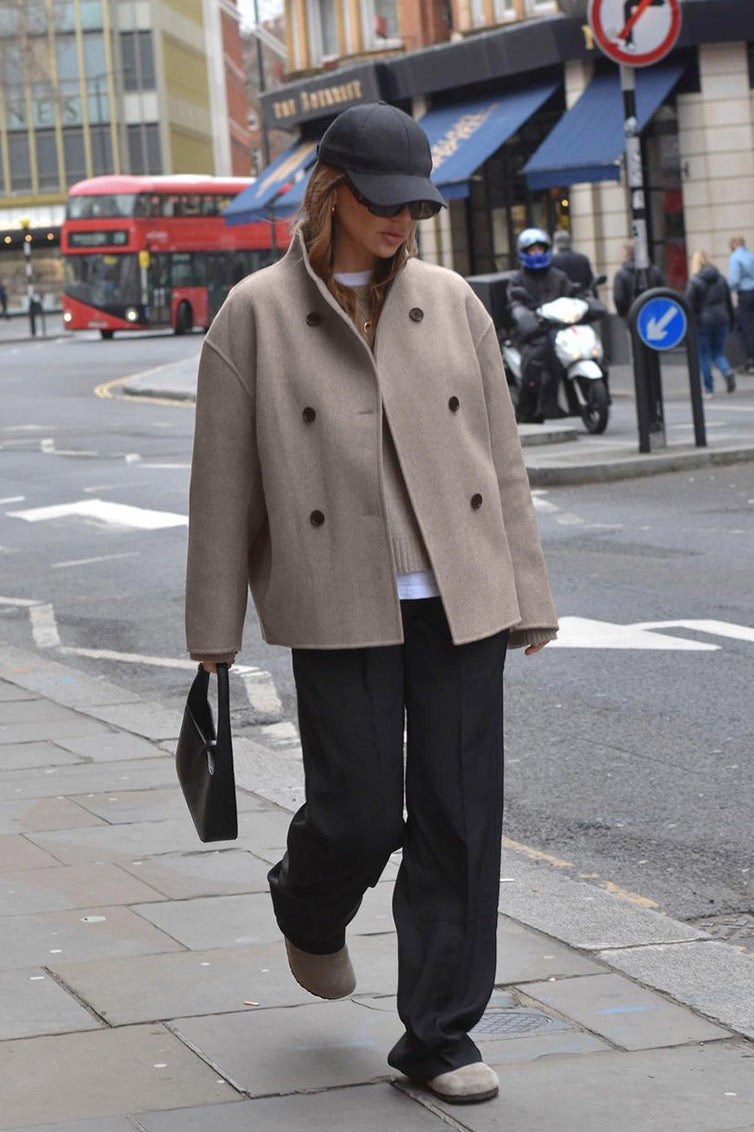 Brown Double Breasted Blazer Coat