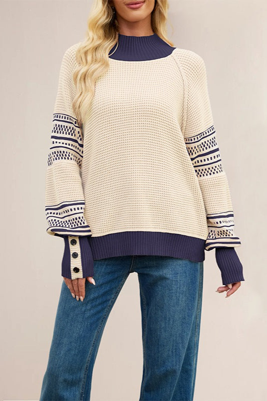 Colorblock Turtleneck Sweater