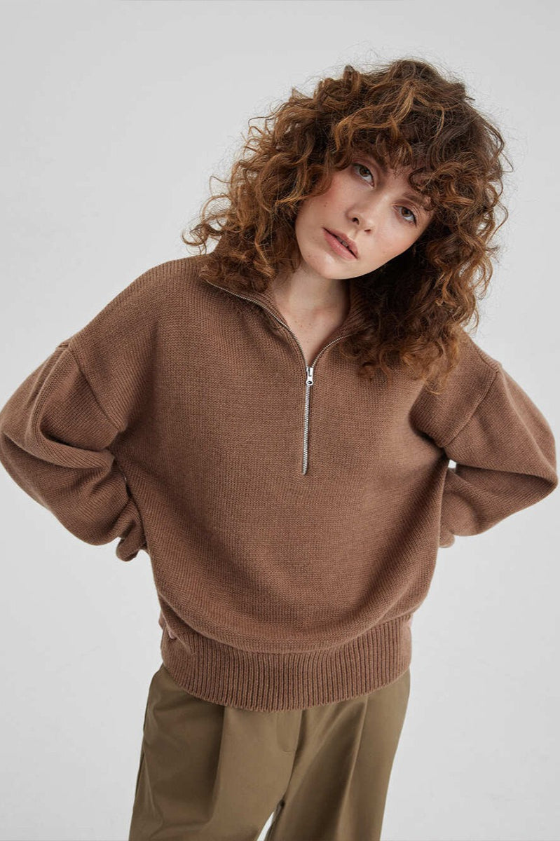 Warm Half Zip Knitted Sweater