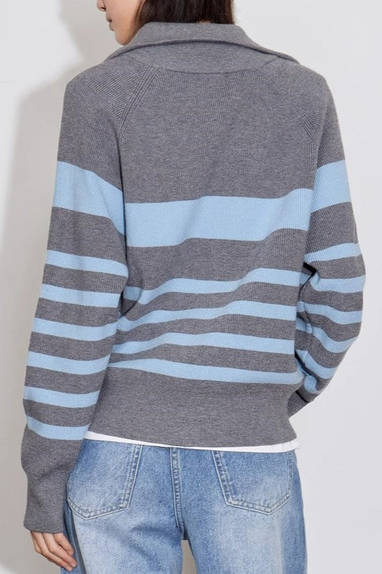 Colorblock Striped Knit Sweater