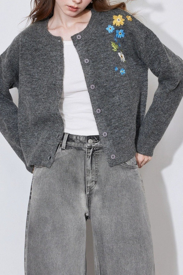 Floral Embroidery Knit Sweater