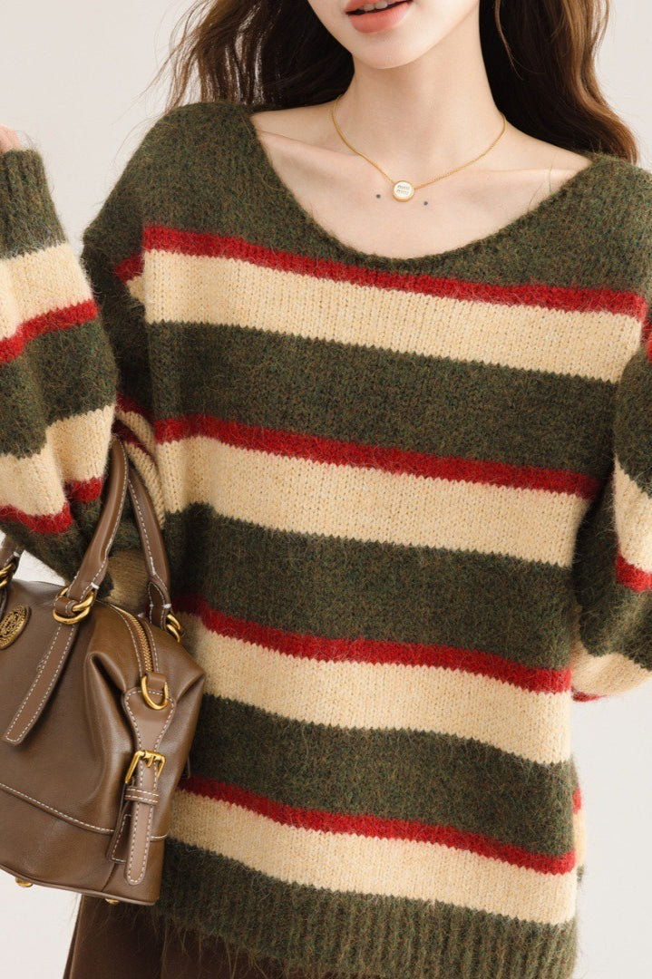 Crew Neck Patchwork Sweater