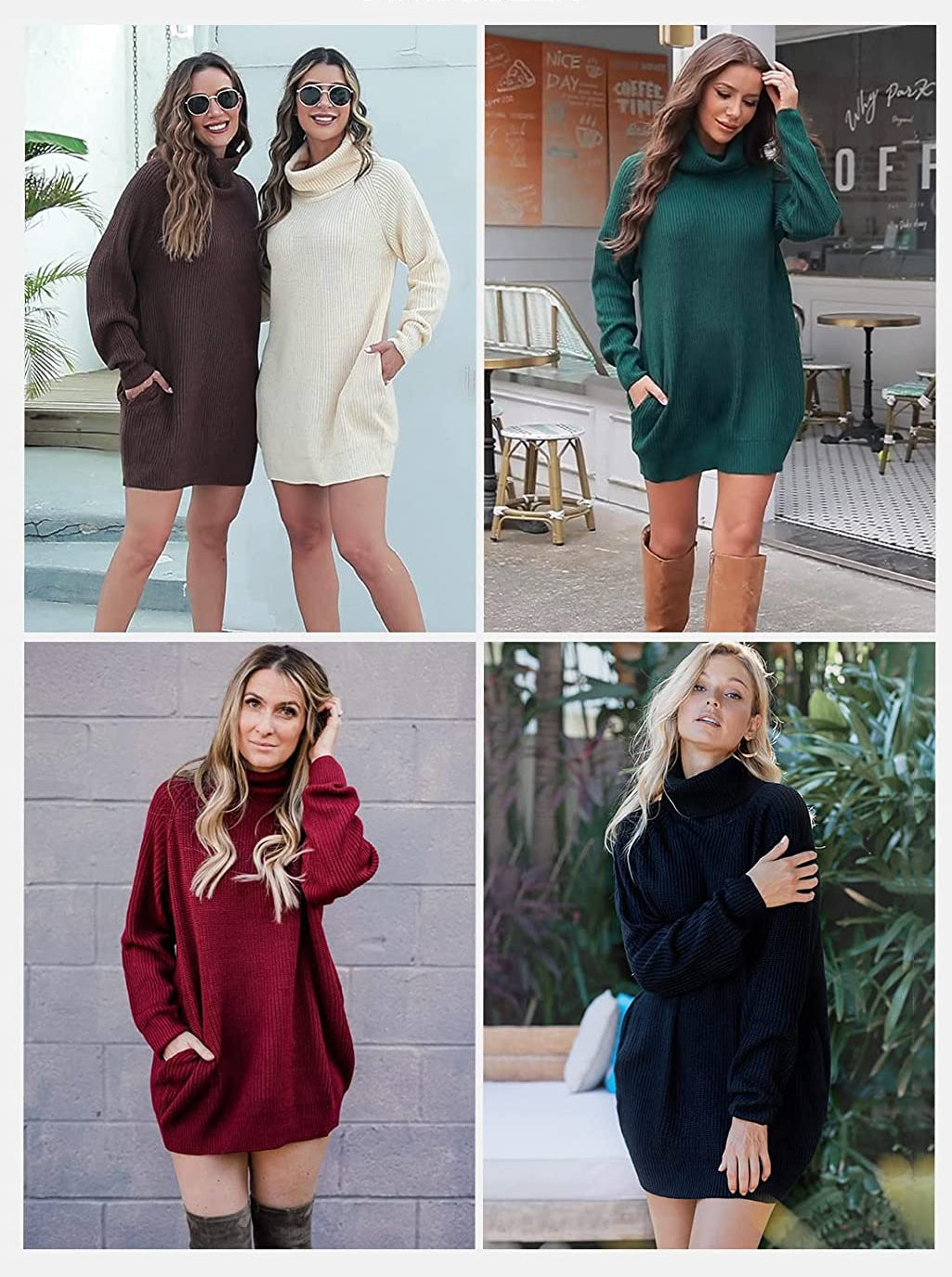 Loose Turtleneck Oversize Pullover Sweater Mini Dress