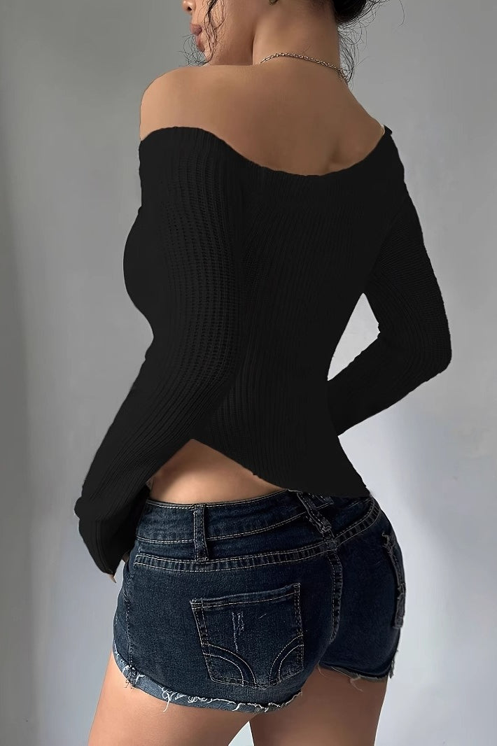 Irregular Neck Slim Fit Sweater