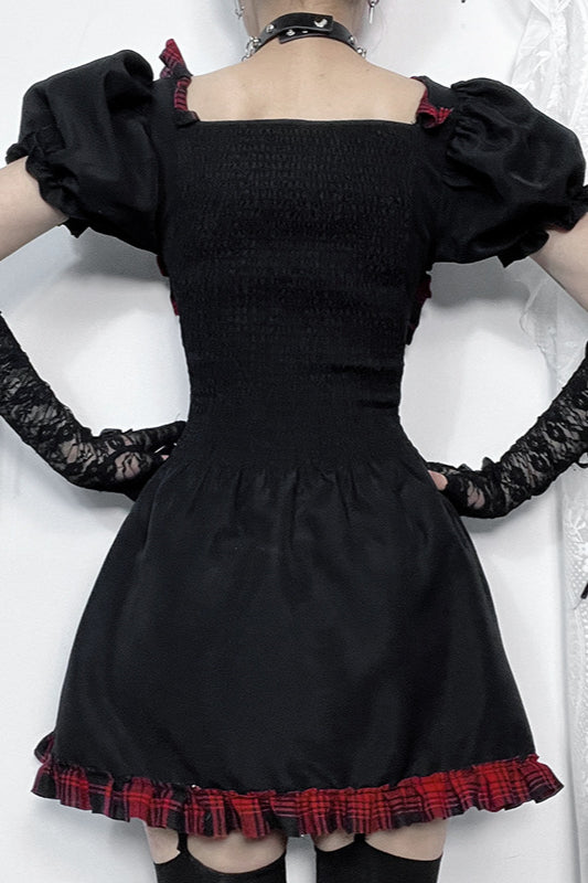 Shadow Plaid Gothic Dress