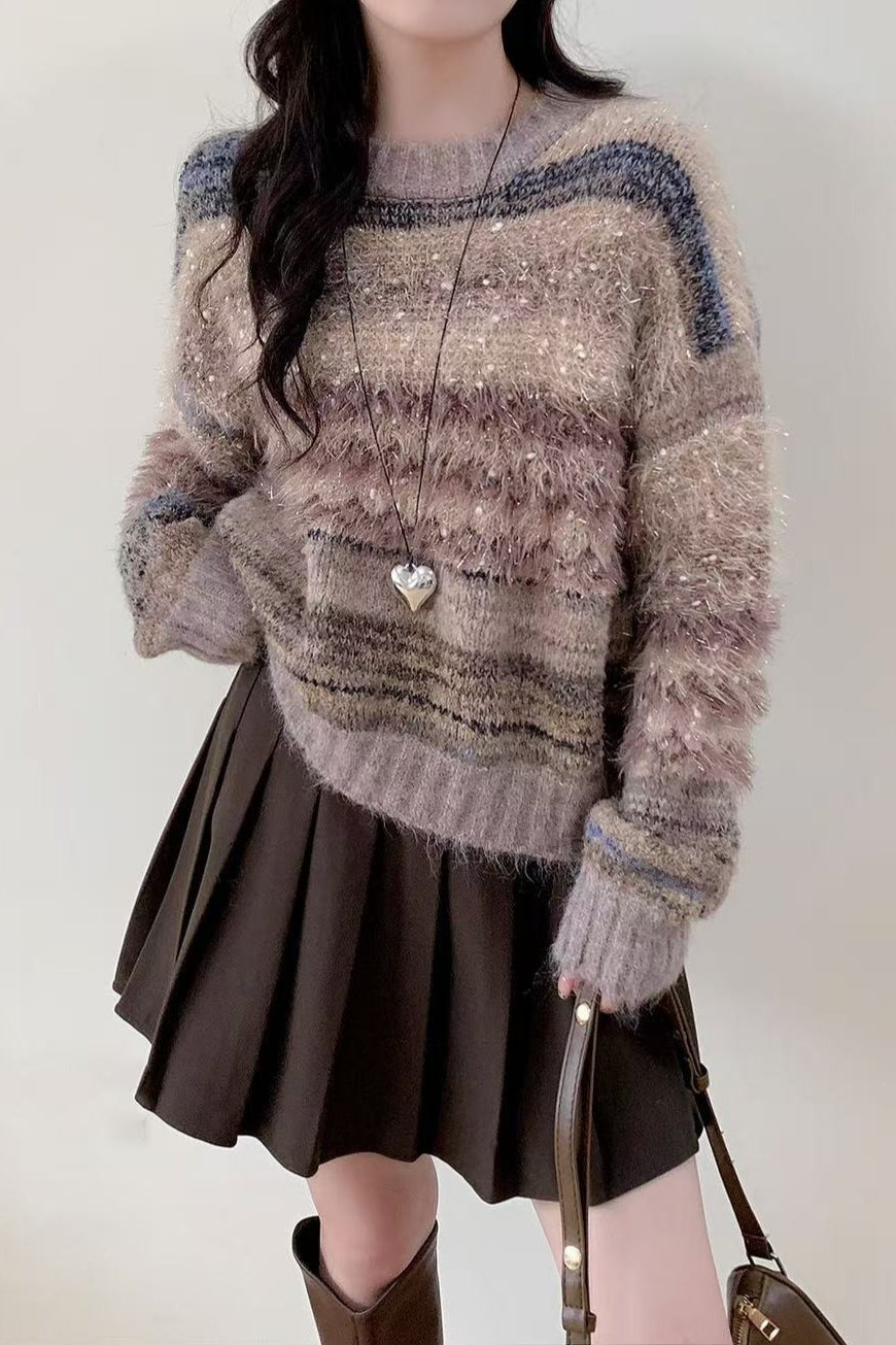 Gradient Long Sleeve Knit Sweater