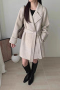Robe Style Double-Faced Wool Long Coat