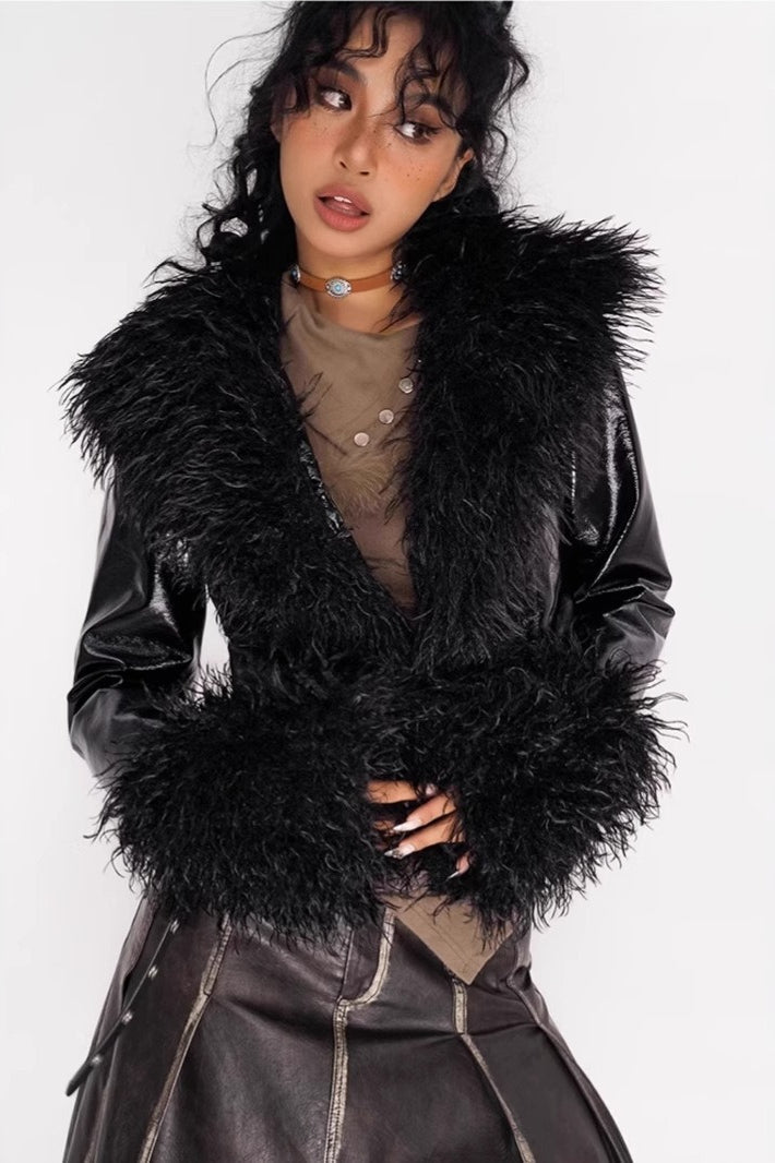 Retro Style Glossy Jacket Coat