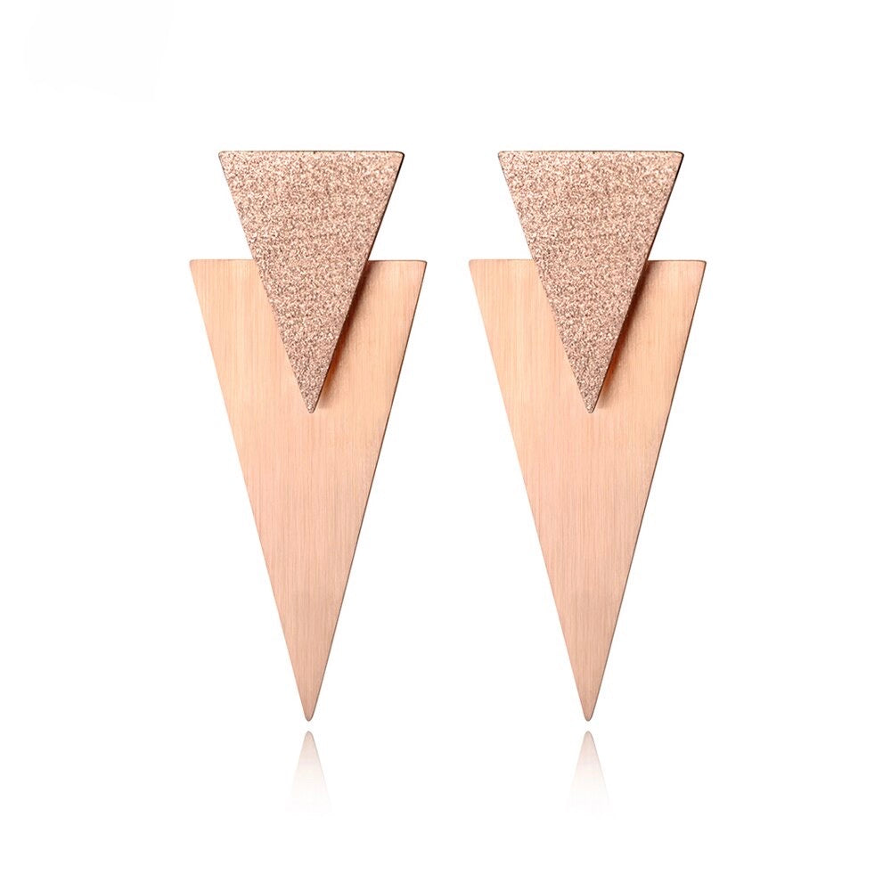 Sparkly Double Triangle Modern Earring