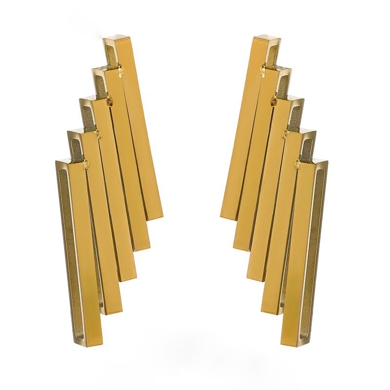 Modern Geometric Harp Earring