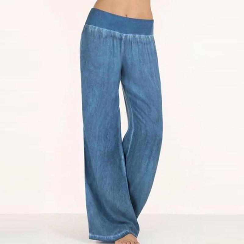 Plus Size Solid Casual Denim Jean