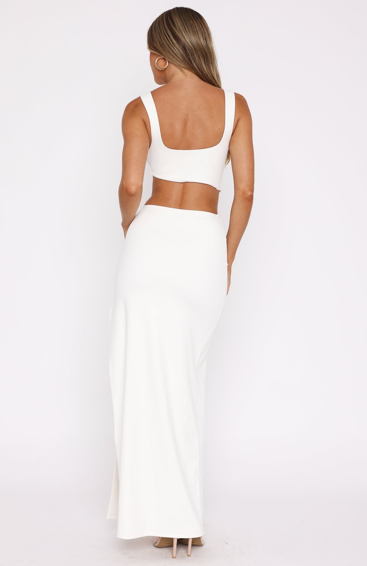 Off White Elegant Flow Maxi Dress