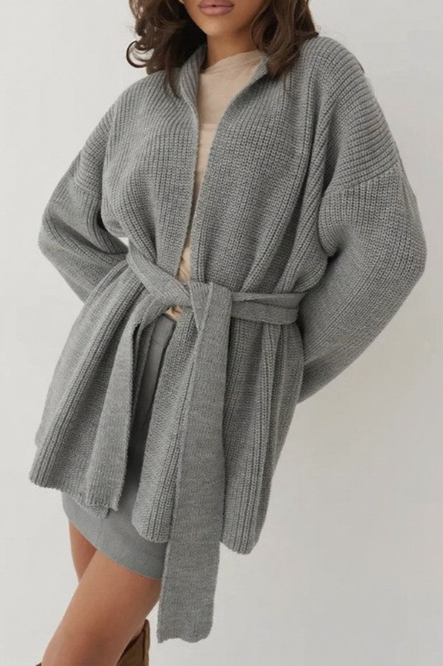 Relaxed Oversized Belted Knit Cardigan