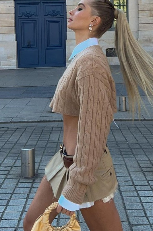 Layered Cable Knit Sweater