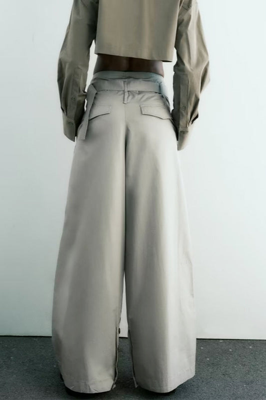 High Waist Belted Wide Pant