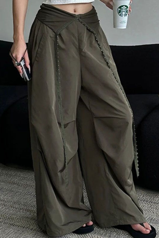 Y2K Retro Cuffed Button Pant