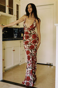 Half Collar Long Sleeve Bare Back Maxi Dress