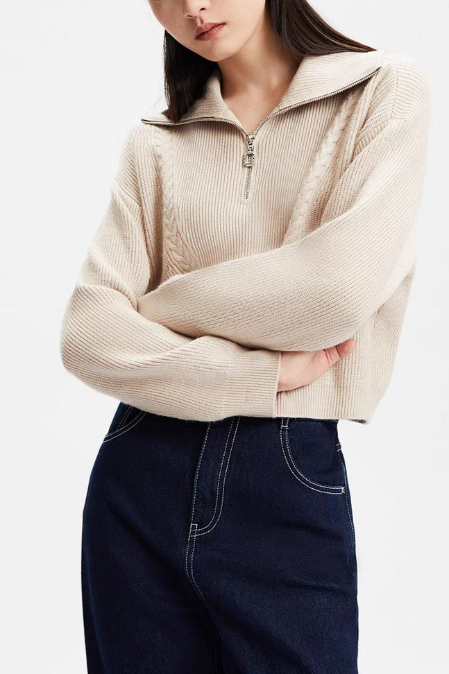 Short Cable Pullover Sweater