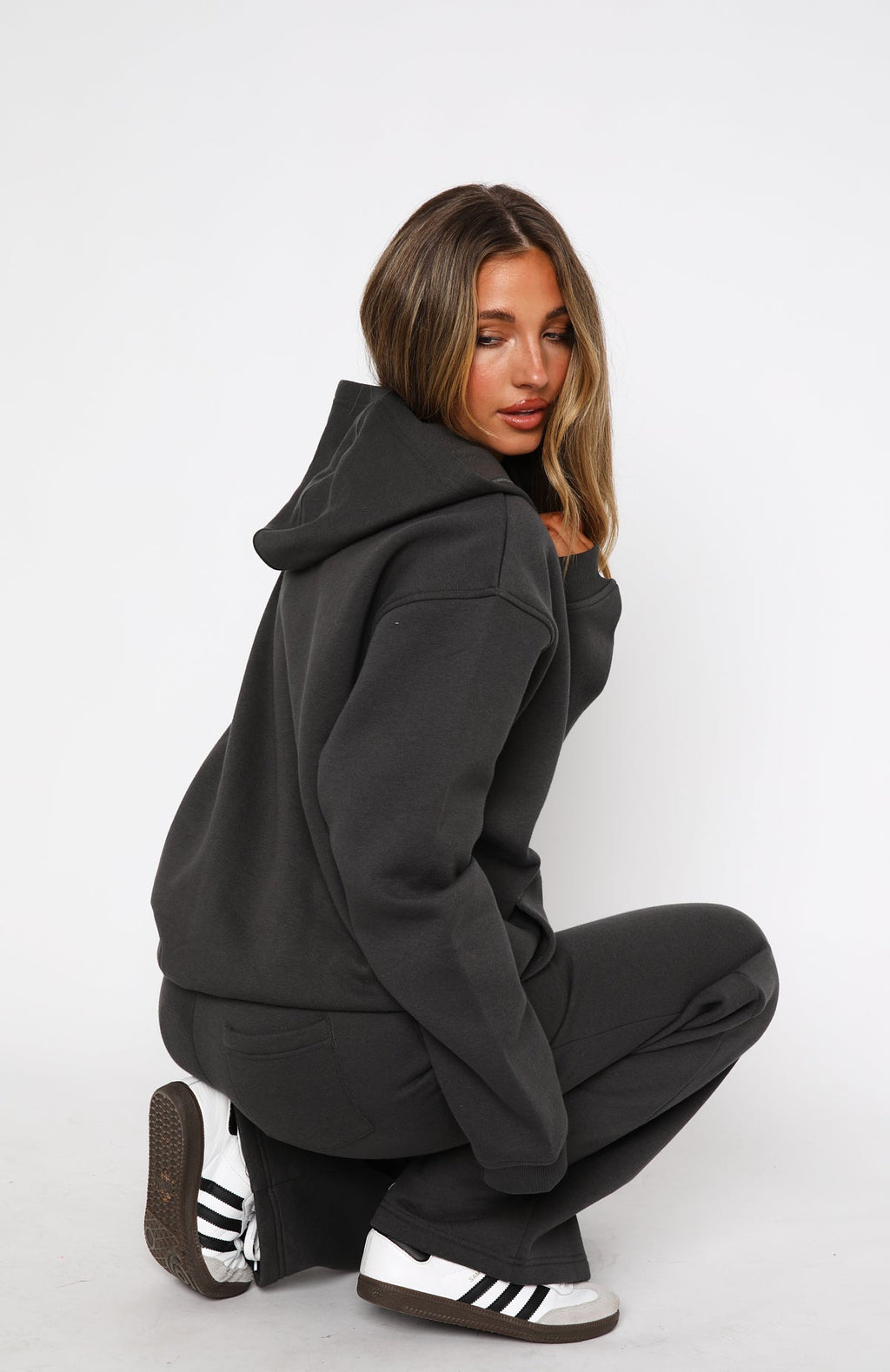 Match Words Oversized Charcoal Hoodie
