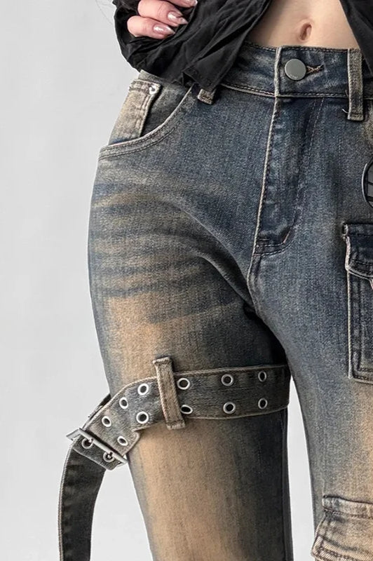 Low Waist Flare Cargo Jean