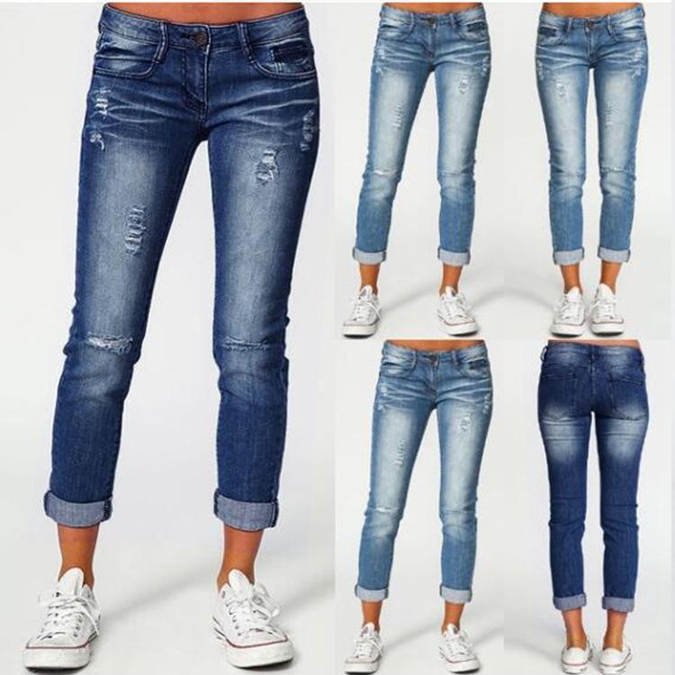 Mid Rise Light Wash Cropped Ripped Jean