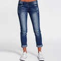 Mid Rise Light Wash Cropped Ripped Jean