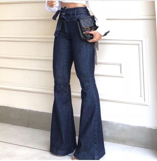 High Waist Belted Flare Lifting Jean