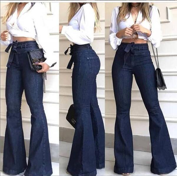 High Waist Belted Flare Lifting Jean