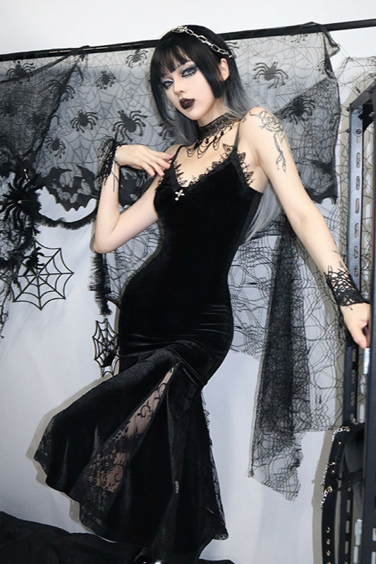 Dim Spliced Gothic Dress