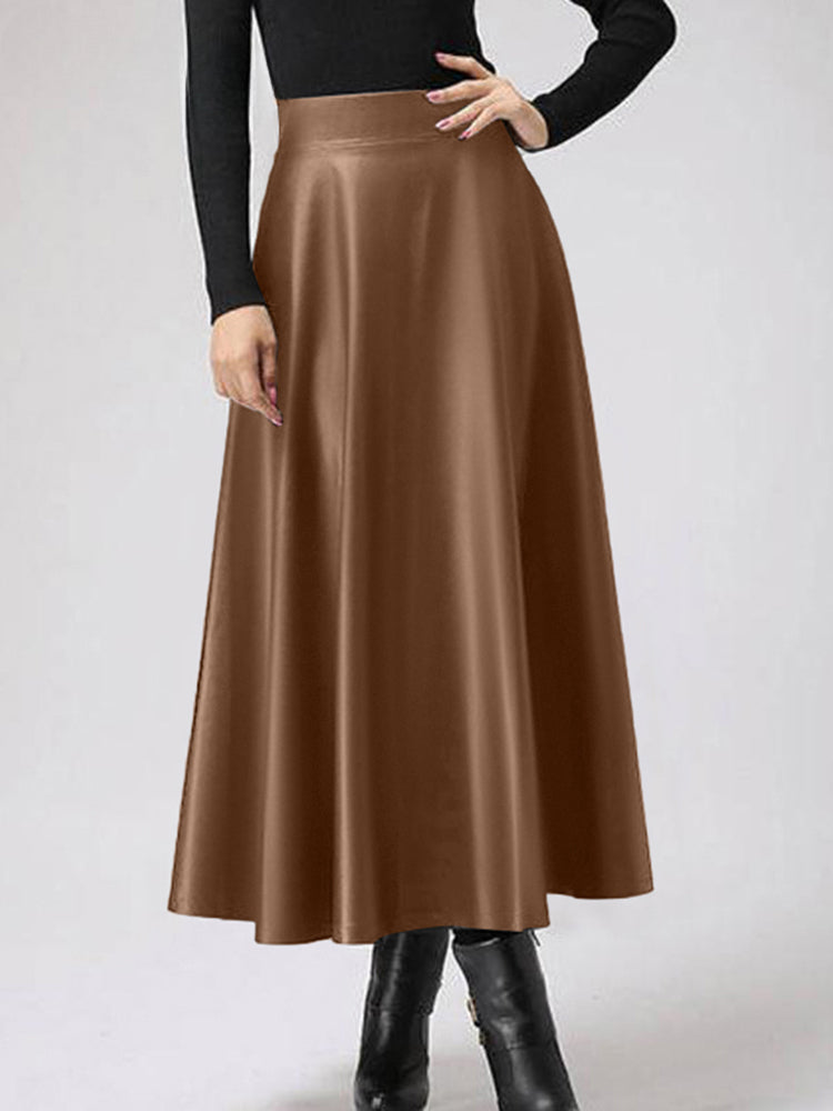 Elegant PU Leather High Waist Party Skirt