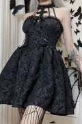 Plain Halter Puff Gothic Dress