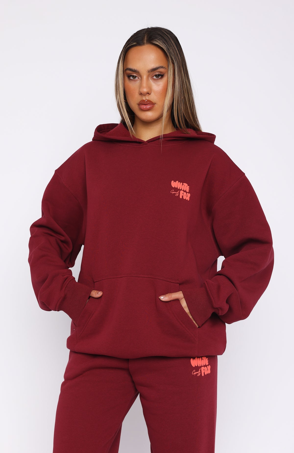 Capsule 9 Star Moment Oversized Burgundy Hoodie