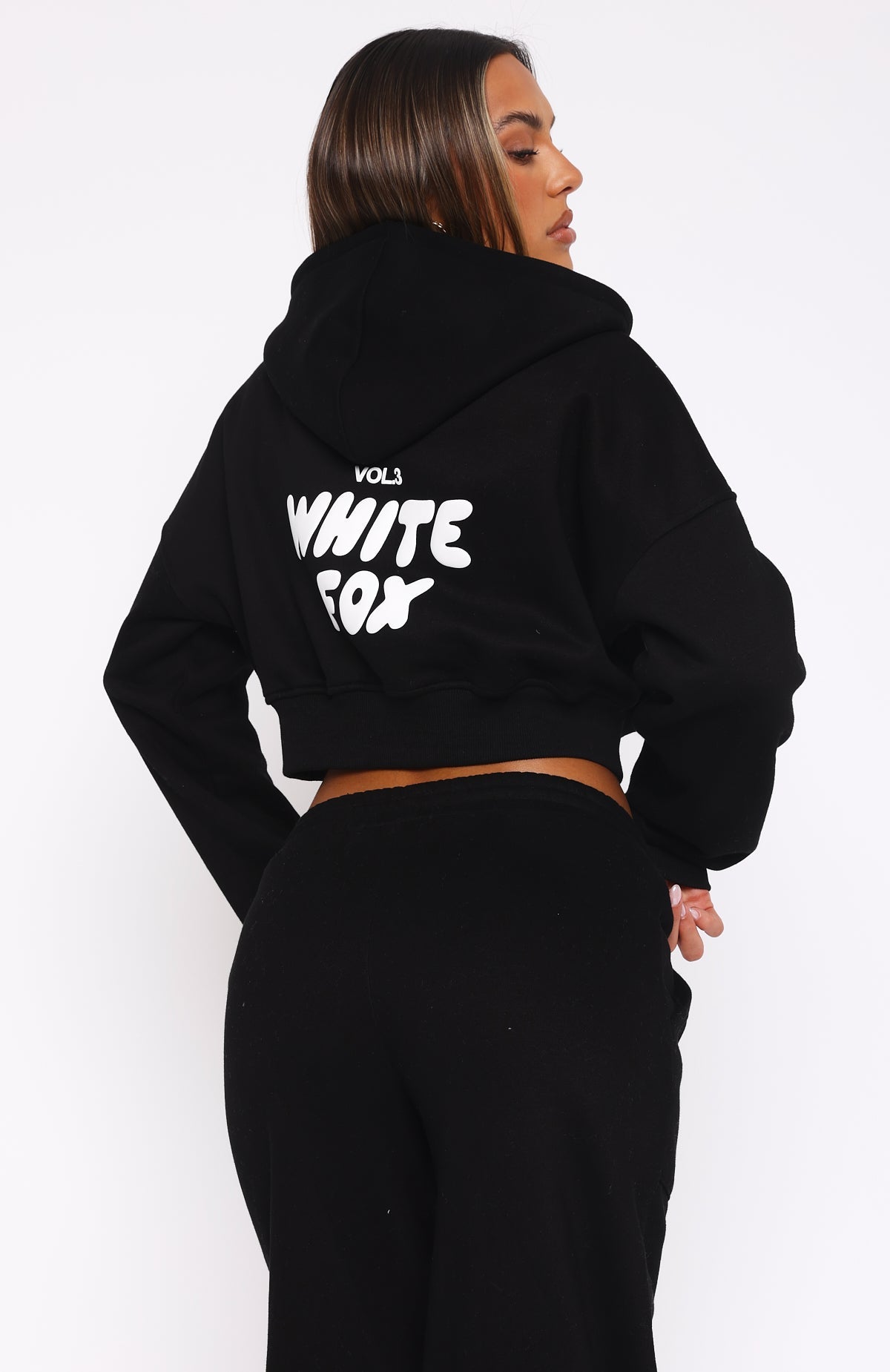 Offstage Cropped Zip Monochrome Hoodie