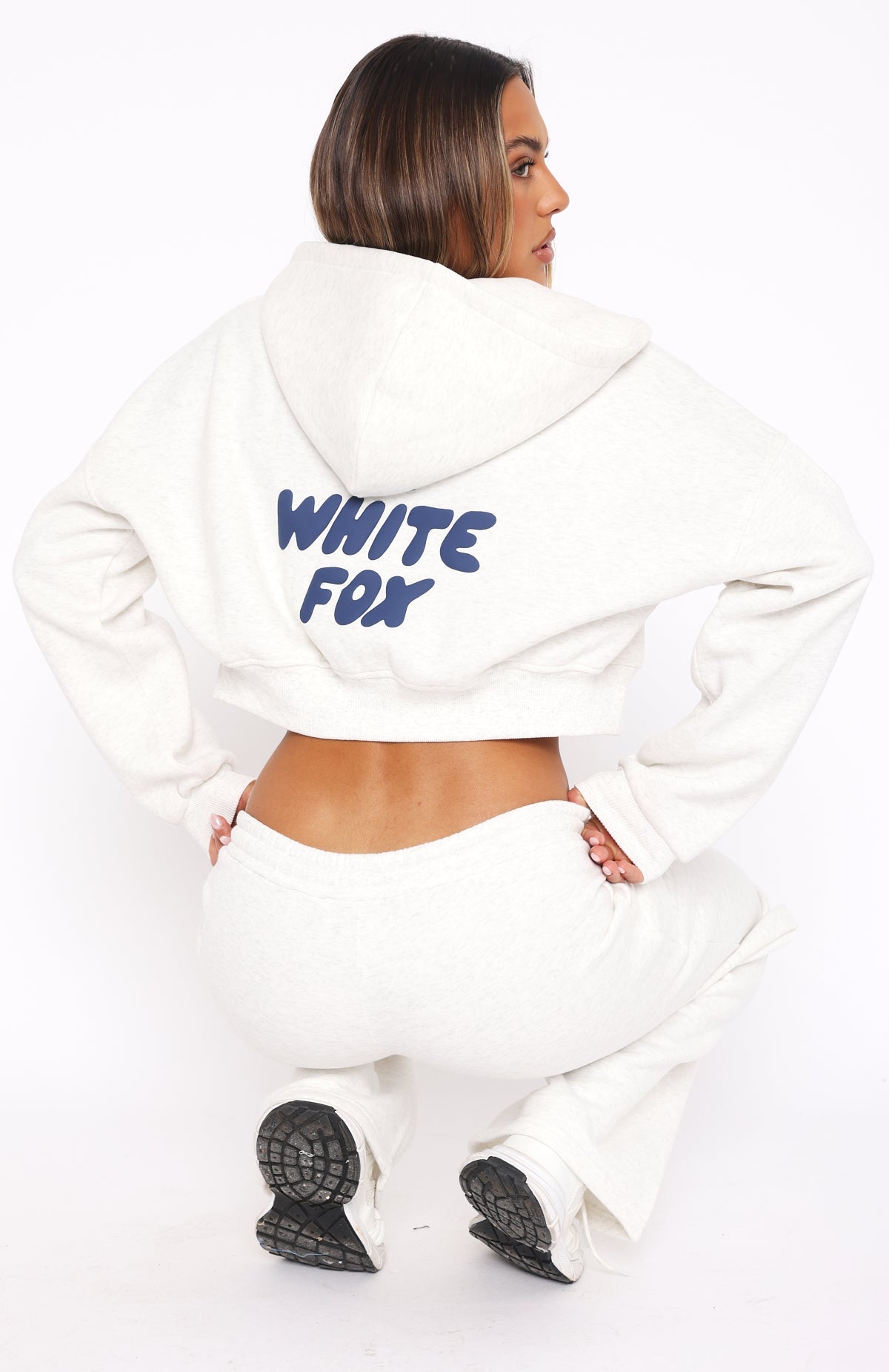 Offstage Cropped Zip Mineral Grey Hoodie
